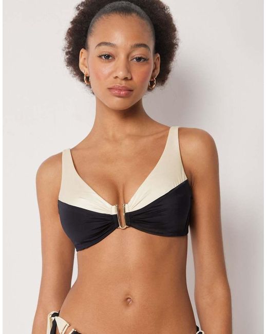 Calzedonia Black Brassiere Bikini Top Elegant Bicolor
