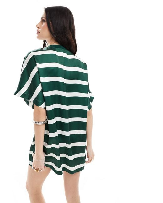 ASOS Green Satin Oversized Mini Tshirt Dress