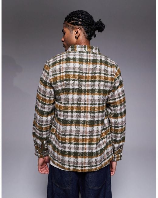 ASOS Gray Boucle Checked Overshirt for men