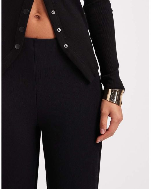 ASOS Black Wide Leg Heavyweight Rib Pants