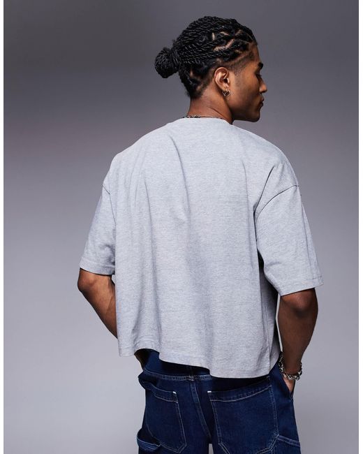 T-shirt crop top oversize à imprimé style sport - chiné ASOS pour homme en coloris Gray