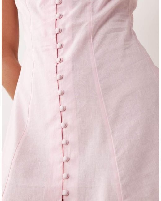 ASOS Pink Square Neck Button Down Midi Sundress
