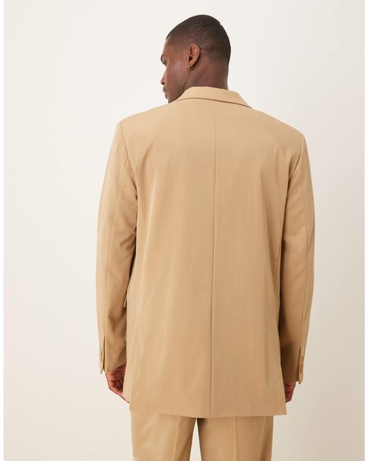 ASOS Natural Relaxed Longline Suit Jacket for men