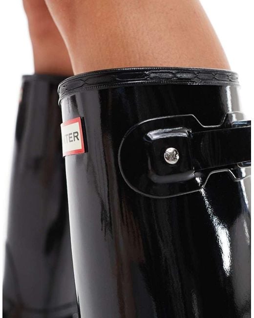 Hunter Black Original Tall Gloss Wellington Boots