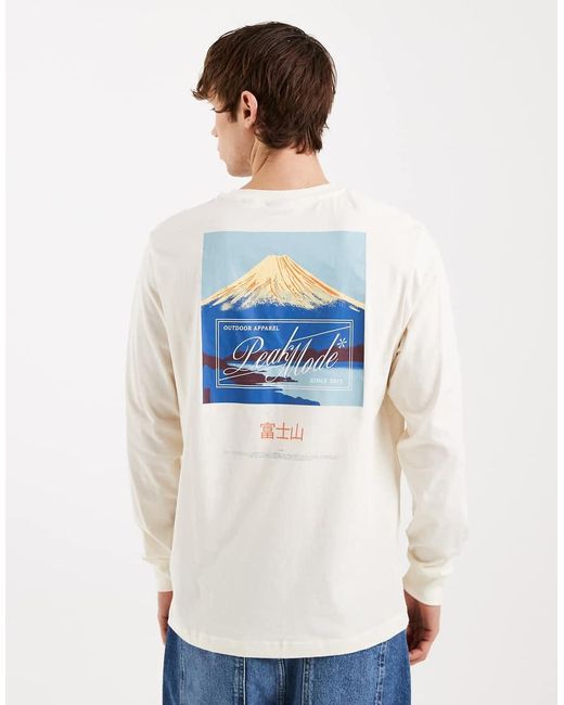 Only & Sons Blue Long Sleeve T-shirt With Peak Back Print for men