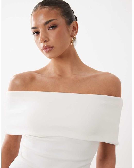 ASOS White Compact Cotton Bardot Top