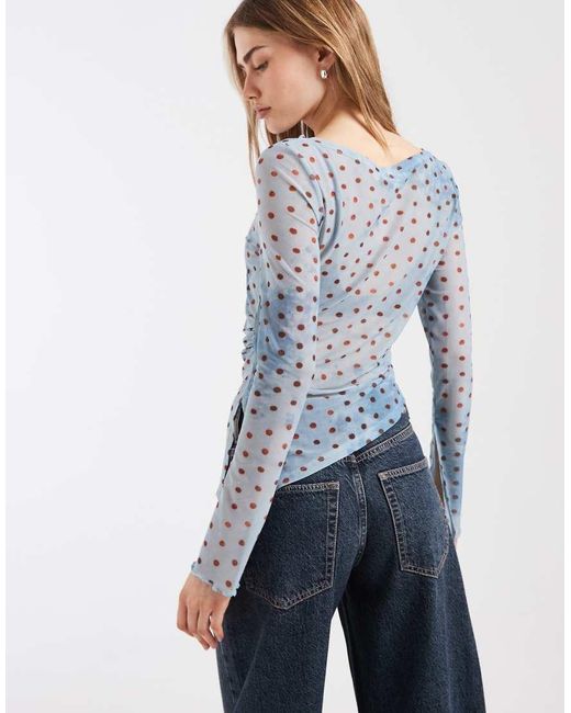 BRONZE SNAKE Blue Sheer Asymmetric Top