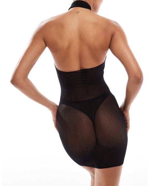 Glisten - robe à col montant et dos nageur en maille transparente Ann Summers en coloris Black