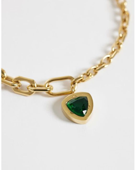 ASOS Metallic Waterproof Stainless Steel Stone Pendant Bracelet for men