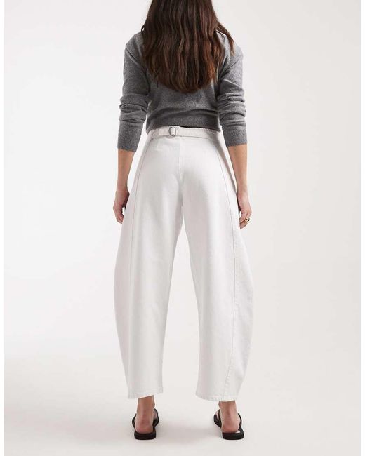 ASOS White Clean Barrel Jean With Cinch Waist