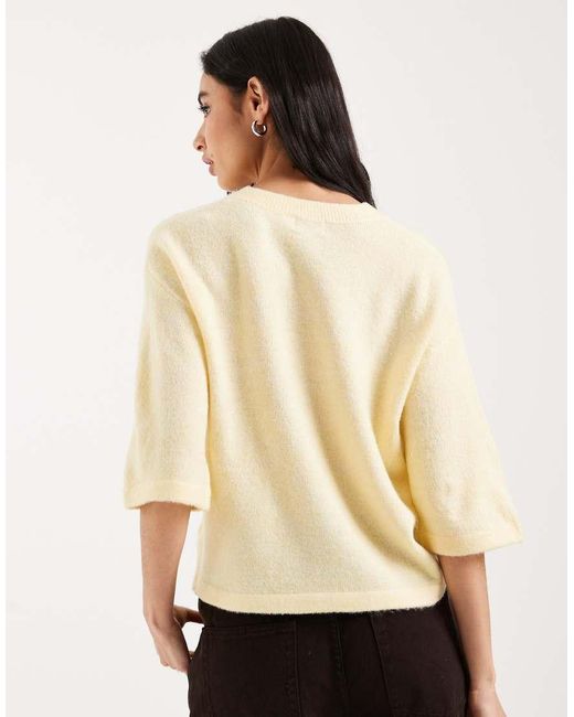 Brave Soul White Short Sleeved Relaxed Fit Knitted Cardigan