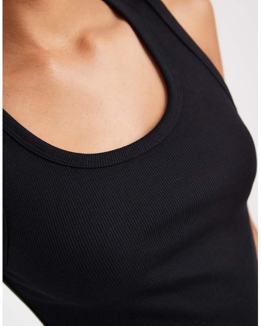 ASOS Black Thick Binding Rib Scoop Neck Vest