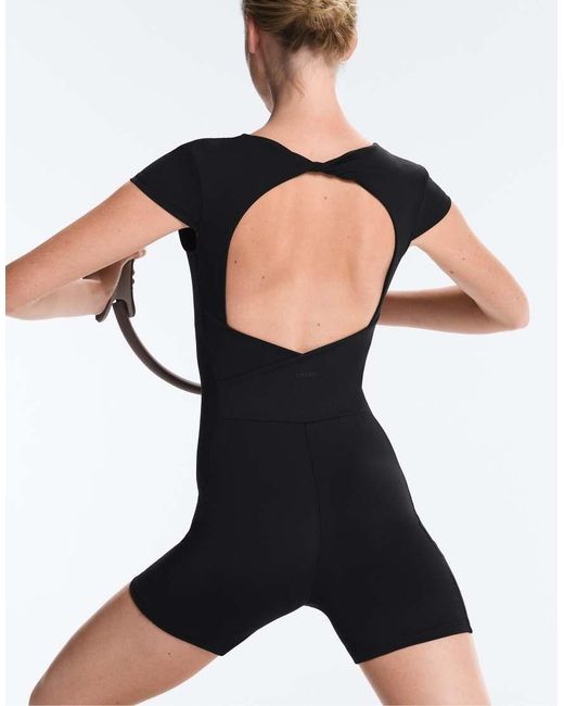 Oysho Black Comfortlux Open-back Short Jumpsuit