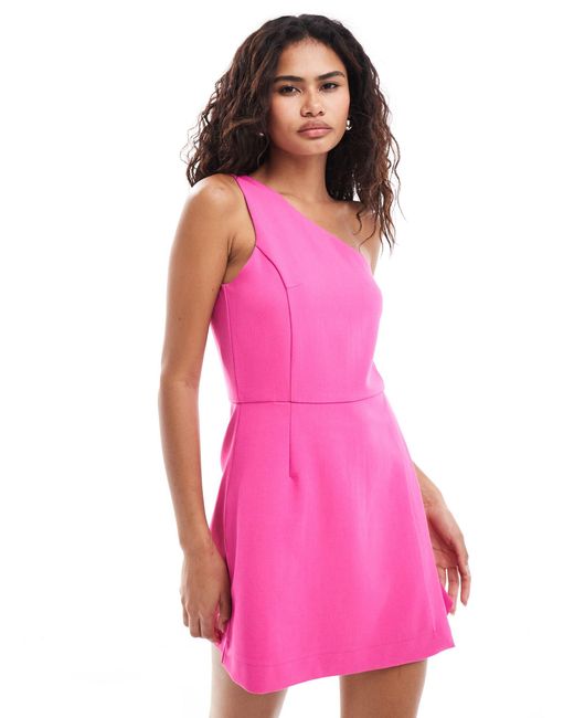 French Connection Pink Structured One Shoulder Dress