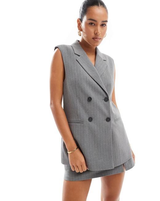 Stradivarius Gray Longline Tailored Waistcoat