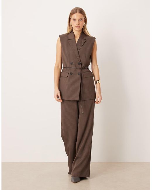 Y.A.S Brown Tailored Belted Waistcoat Co-ord