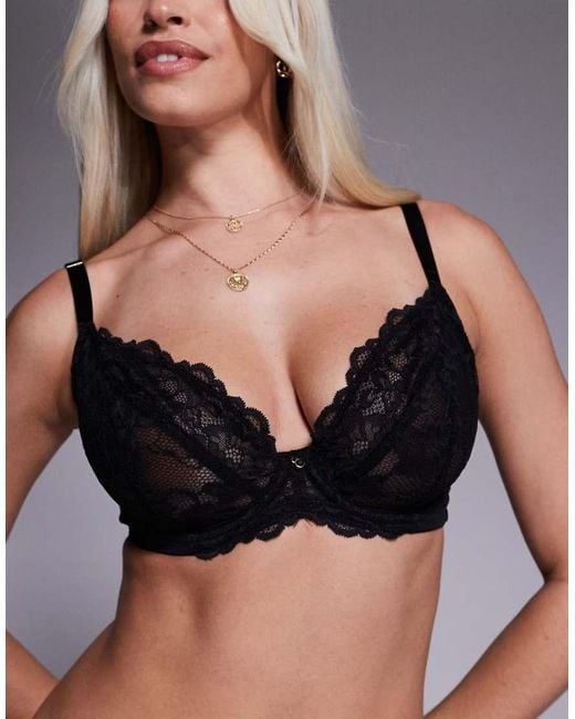 Ann Summers Black Sexy Lace Non Padded Fuller Bust Plunge Bra 2 Pack