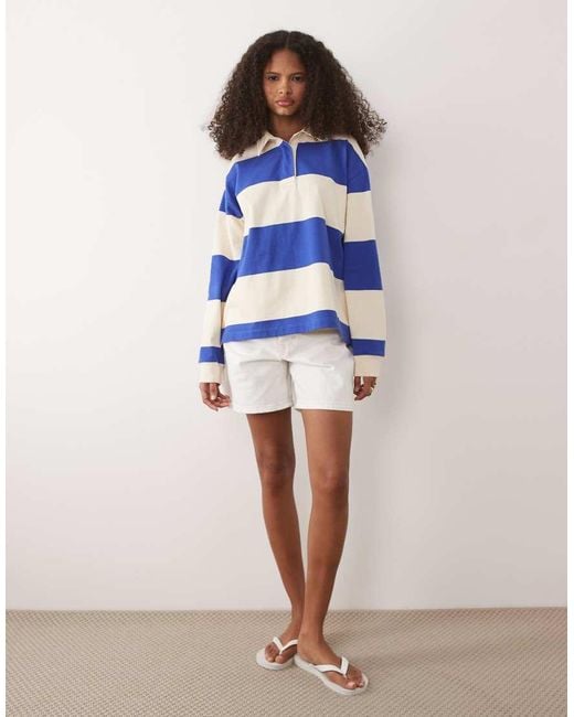 Gant Blue Striped Heavyweight Cotton Rugby Polo