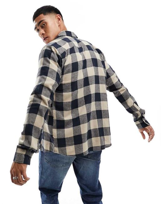 Only & Sons Gray Buffalo Check Shirt for men
