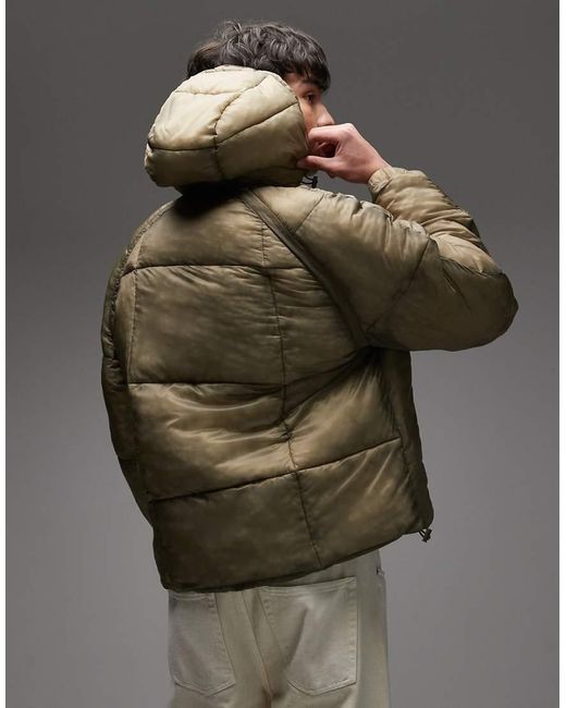 Collusion Gray Washed Puffer With Hood for men