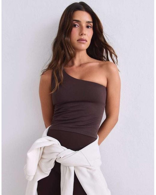 Aim'n Purple Chocolate Shape Seamless One Shoulder Bralette