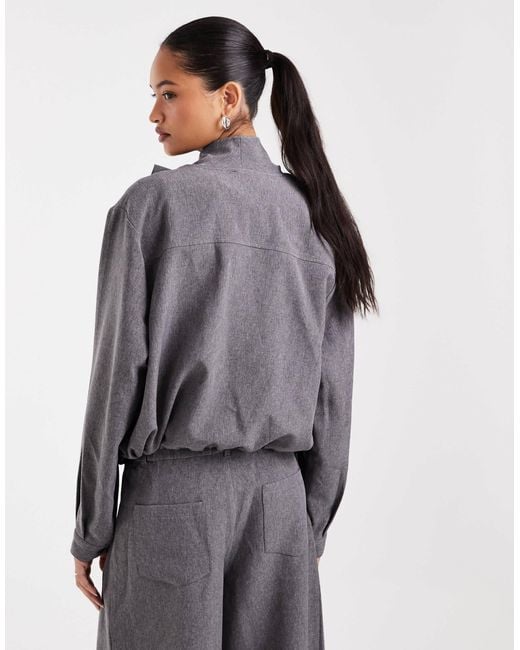 ASOS Gray Tailored Wrap Shacket Top
