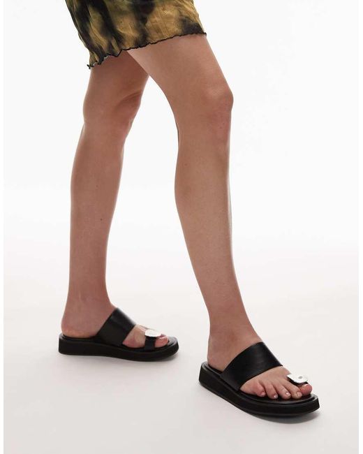 TOPSHOP Black Jules Molten Toe Piece Sandals