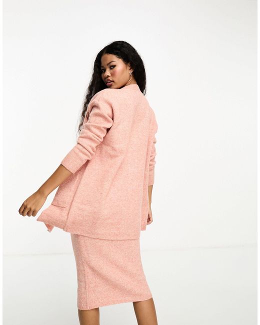 Y.A.S Petite Pink Oversized Longline Knitted Cardigan Co-ord