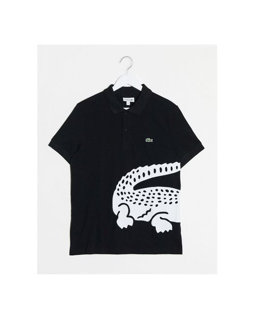 Lacoste Black Pique Polo With Large Croc Logo for men