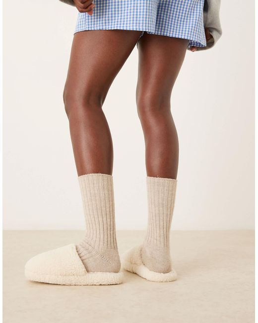 ASOS Natural Zina Closed Toe Slippers