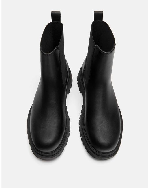 Pull&Bear – gefütterte chelsea-stiefel in Black für Herren