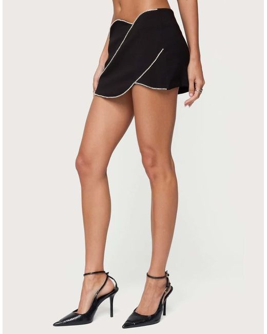 Edikted Black Abstract Rhinestone Mini Skort