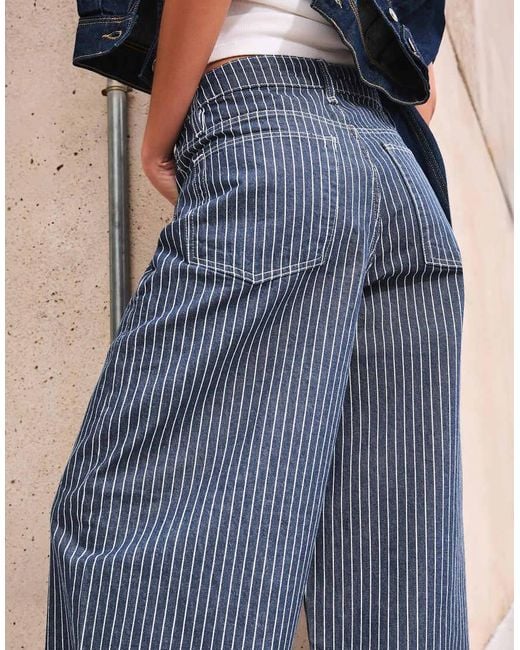 Bershka Blue Balloon Stripe Trousers