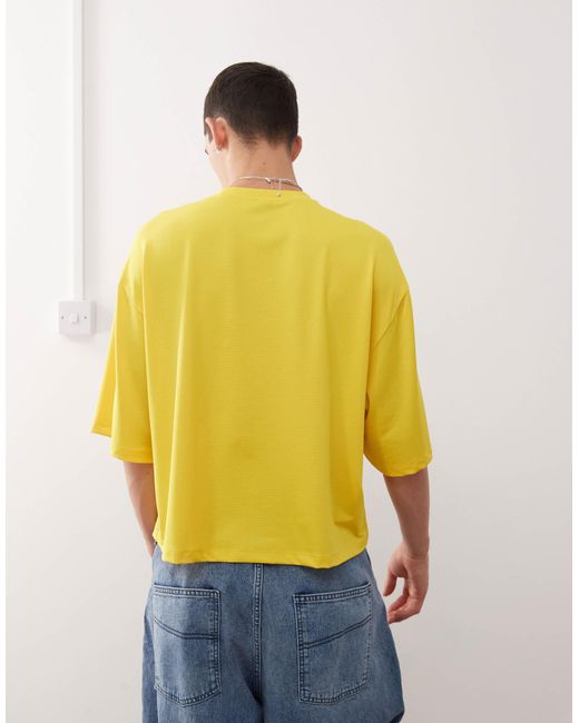 T-shirt coupe carrée en jersey airtex style sport Collusion pour homme en coloris Yellow