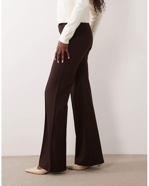 Mango Brown Pleated Front Flared Pants