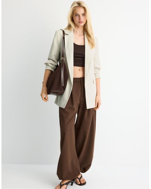 Stradivarius Natural – rustikaler basic-blazer