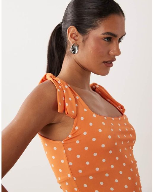 Miss Selfridge Orange Tie Shoulder Top