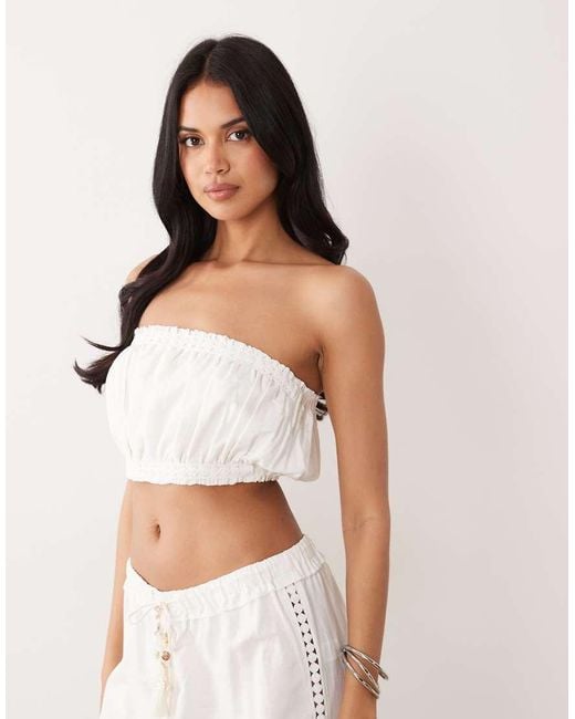 ASOS White Ruffle Hem Micro Bandeau Top