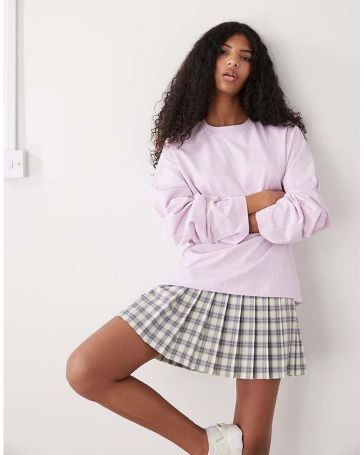 Monki Pink Oversized Long Sleeve T-shirt With Side Slits