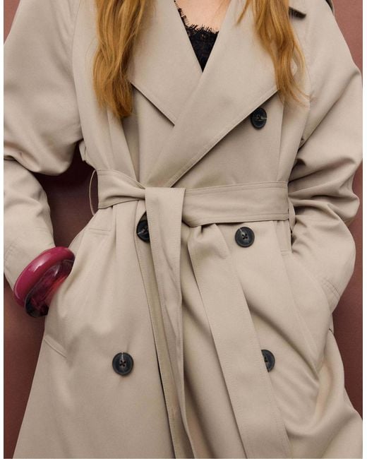Stradivarius Natural – langer, fließender trenchcoat