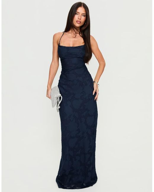 Princess Polly Gray Celena Floral Devore Tie Back Corset Detail Maxi Dress