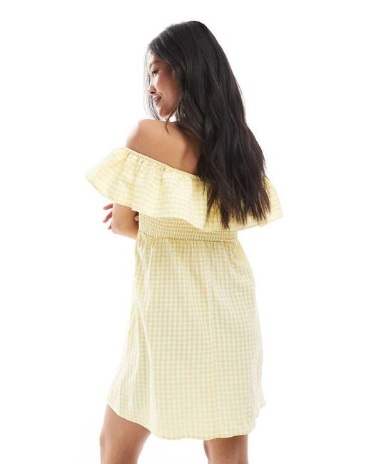 Vero Moda White Shirred Bodice Mini Dress With Frill Detail