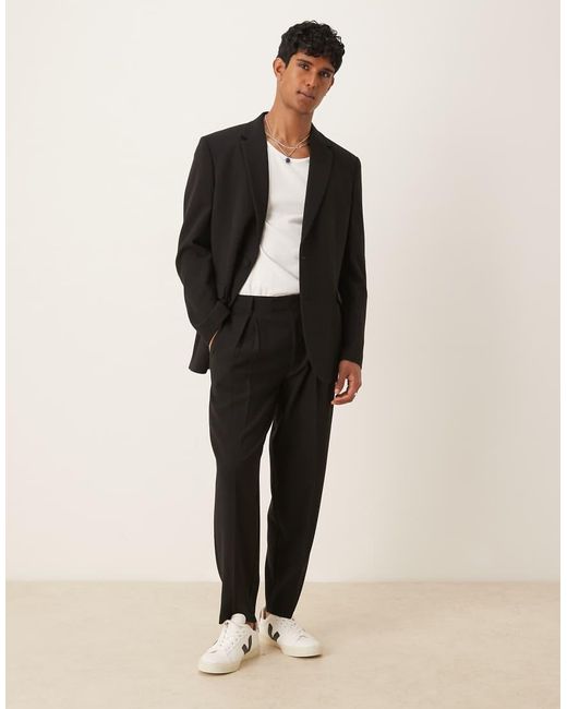 ASOS Black Oversized Tapered Suit Trousers for men