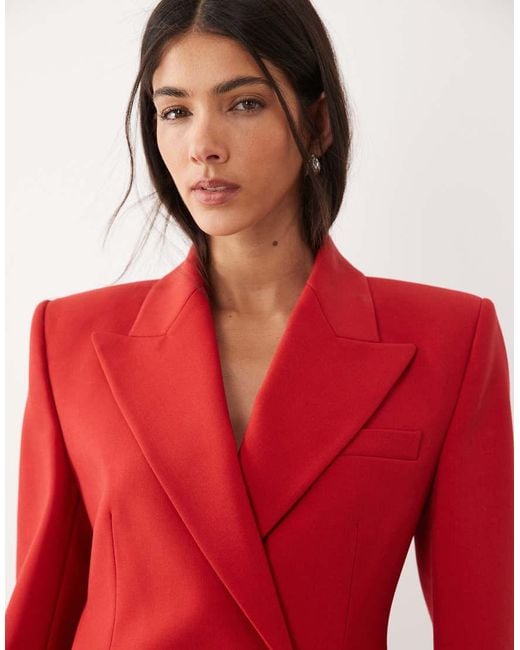 Mango Red Premium Statement Shoulder Blazer
