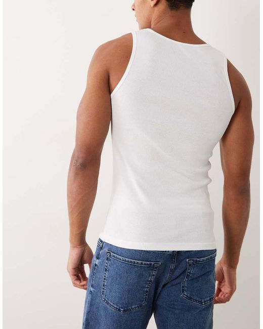 Boss Blue 3 Pack Ribbed Logo Vests for men