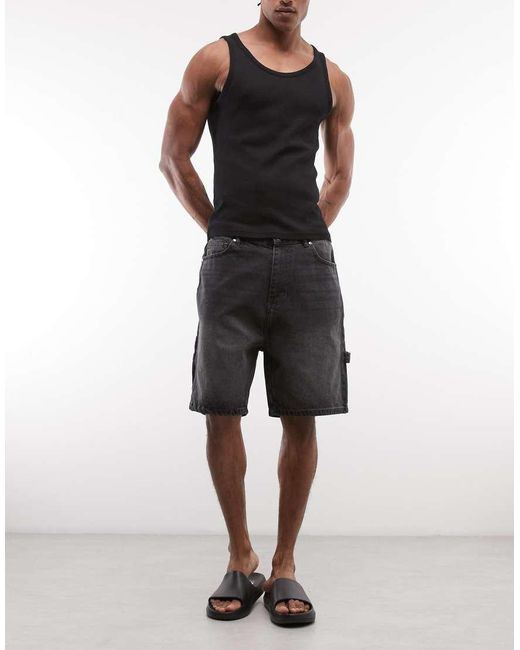 Faded Store Gray Denim Carpenter Shorts for men
