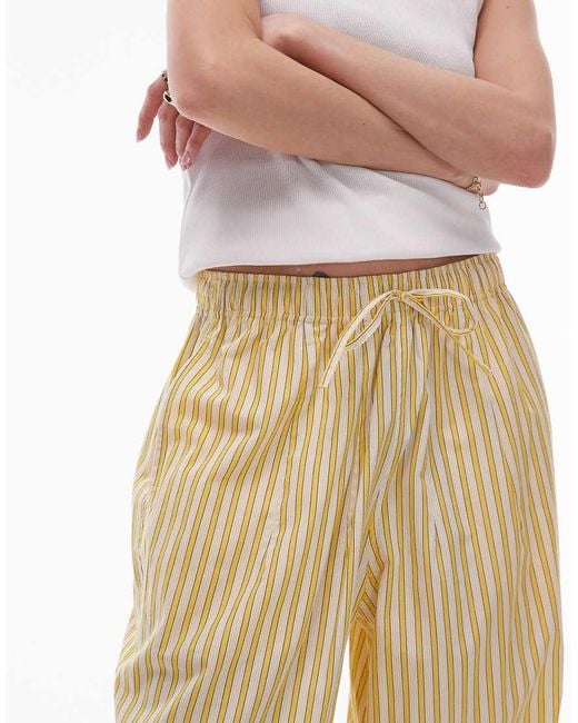 TOPSHOP Natural Poplin Pull On Wide Leg Trouser
