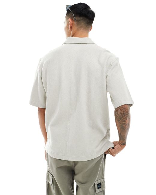 Sander - camicia testurizzata beige kaki di Weekday in White da Uomo