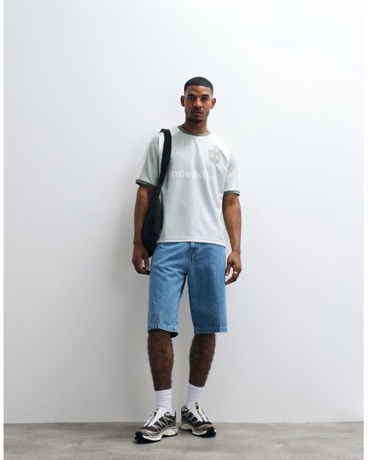 Faded Store Blue Logo Football Jersey With Panel Detail for men