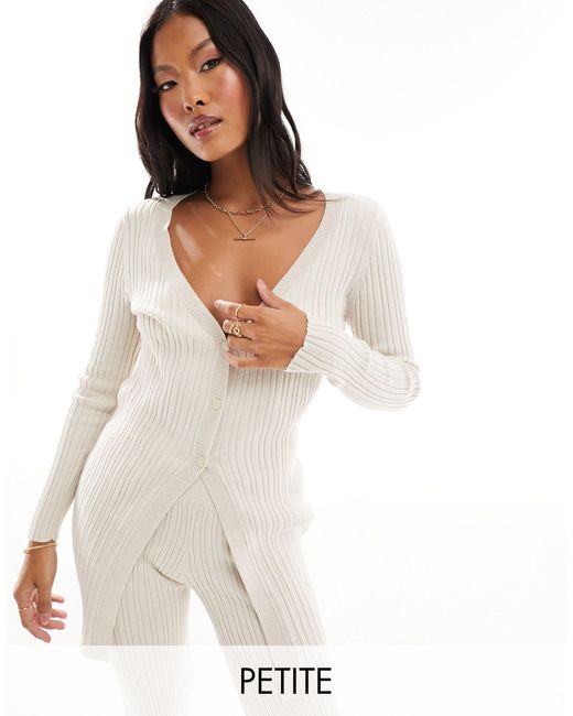 Only Petite White Longline Knitted Cardigan Co-ord
